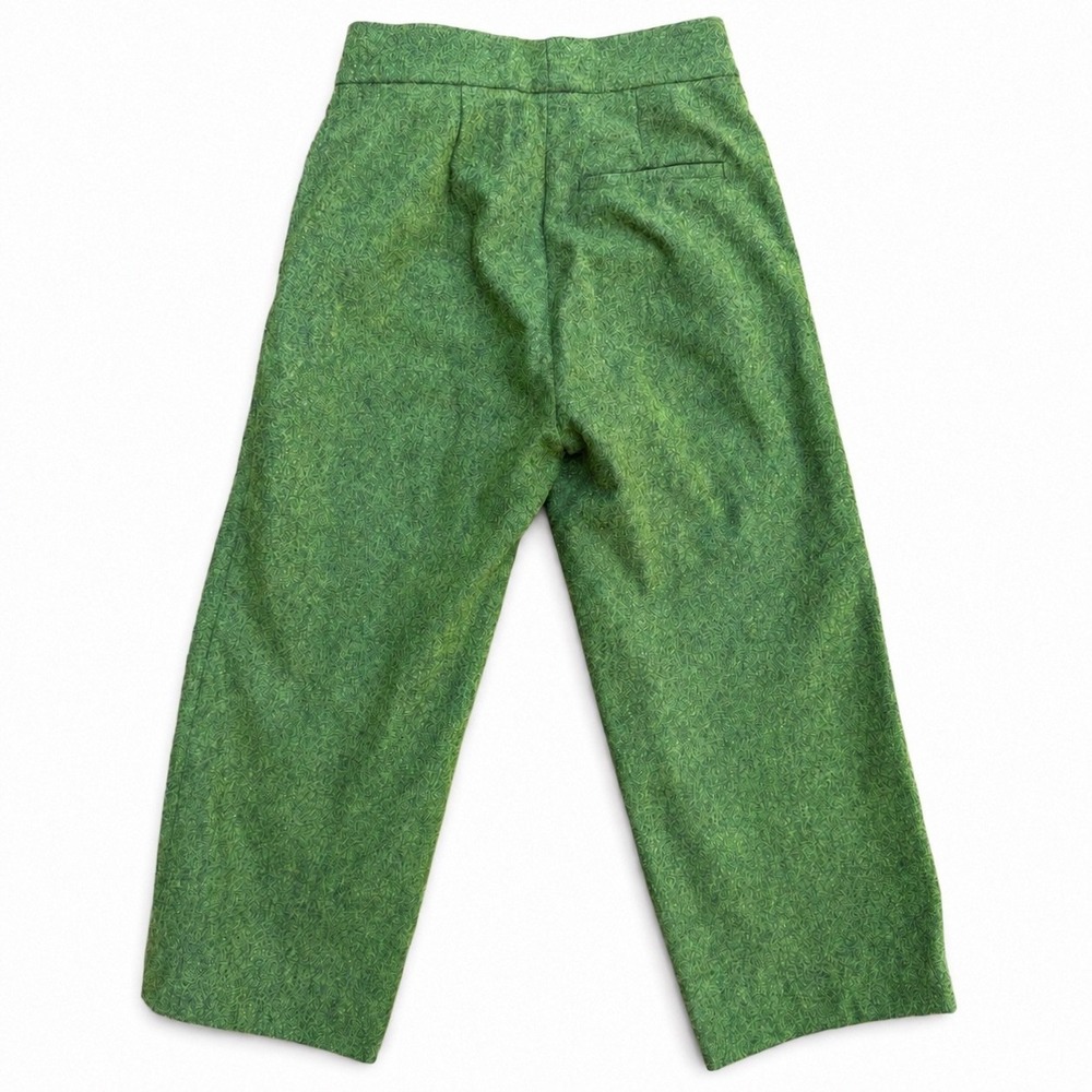 COS Women Green Boiled Wool Blend Wide Leg Cropped Trousers Pants EUR 32 US 2 - Picture 2 of 10